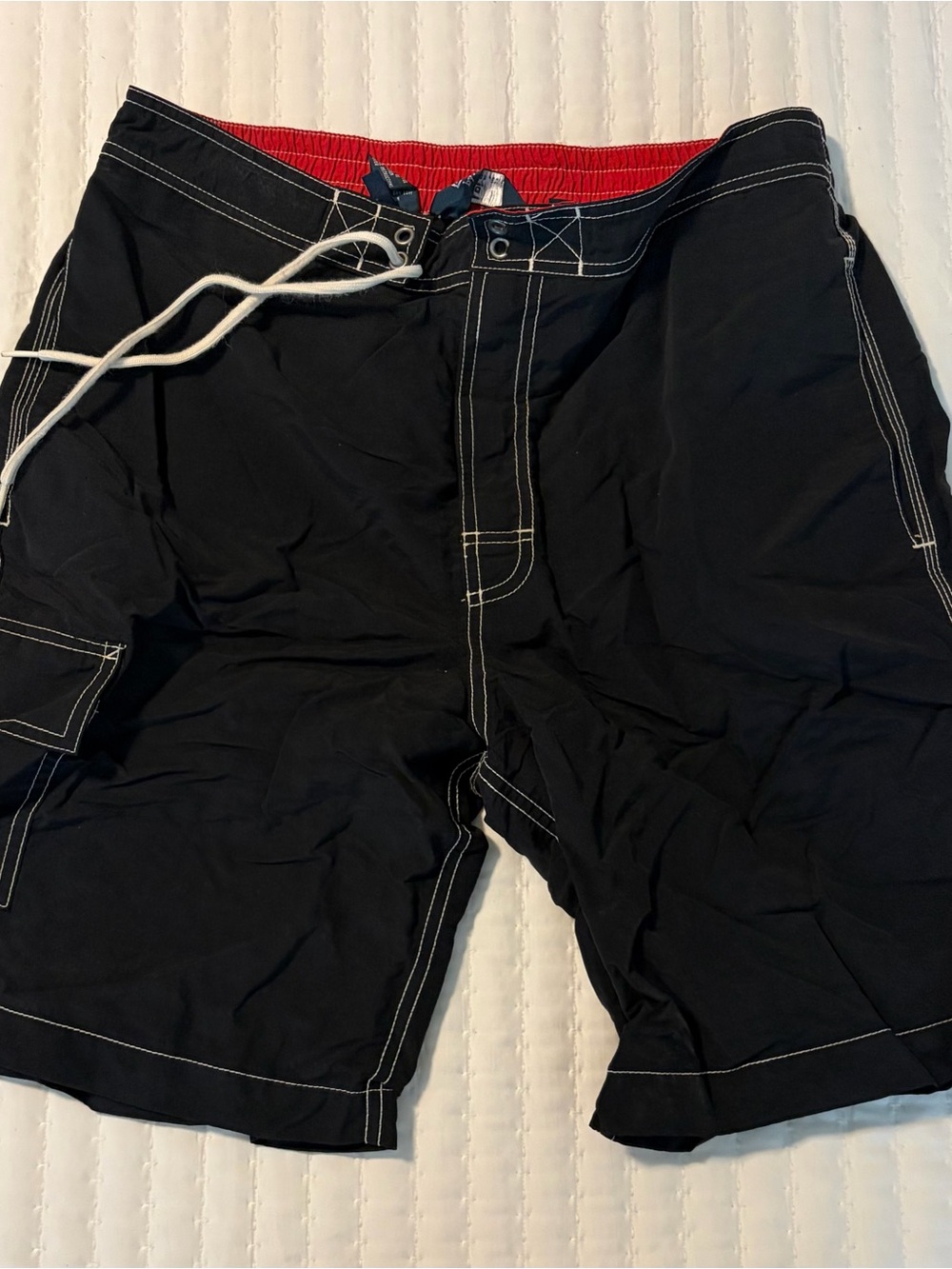 Polo Ralph Lauren Black Swim Trunks Board Shorts Mens S Cargo Pocket Red Pony